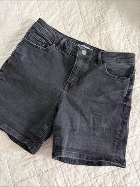 Women's Washed Black Denim Shorts